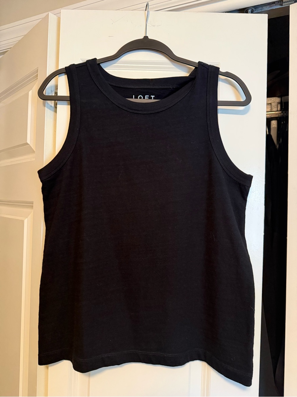 LOFT Black Crew Neck Tank Top